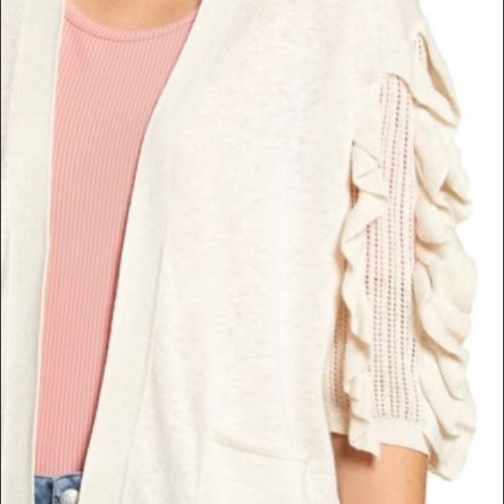 NWT Rachel Parcell Ruffle Sleeve Cardigan Sweater - Picture 2 of 5